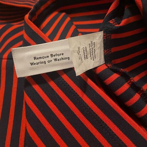 Madewell Striped Downtown Ponte Knit Pencil Skirt Size, red blue, small S - Picture 8 of 8